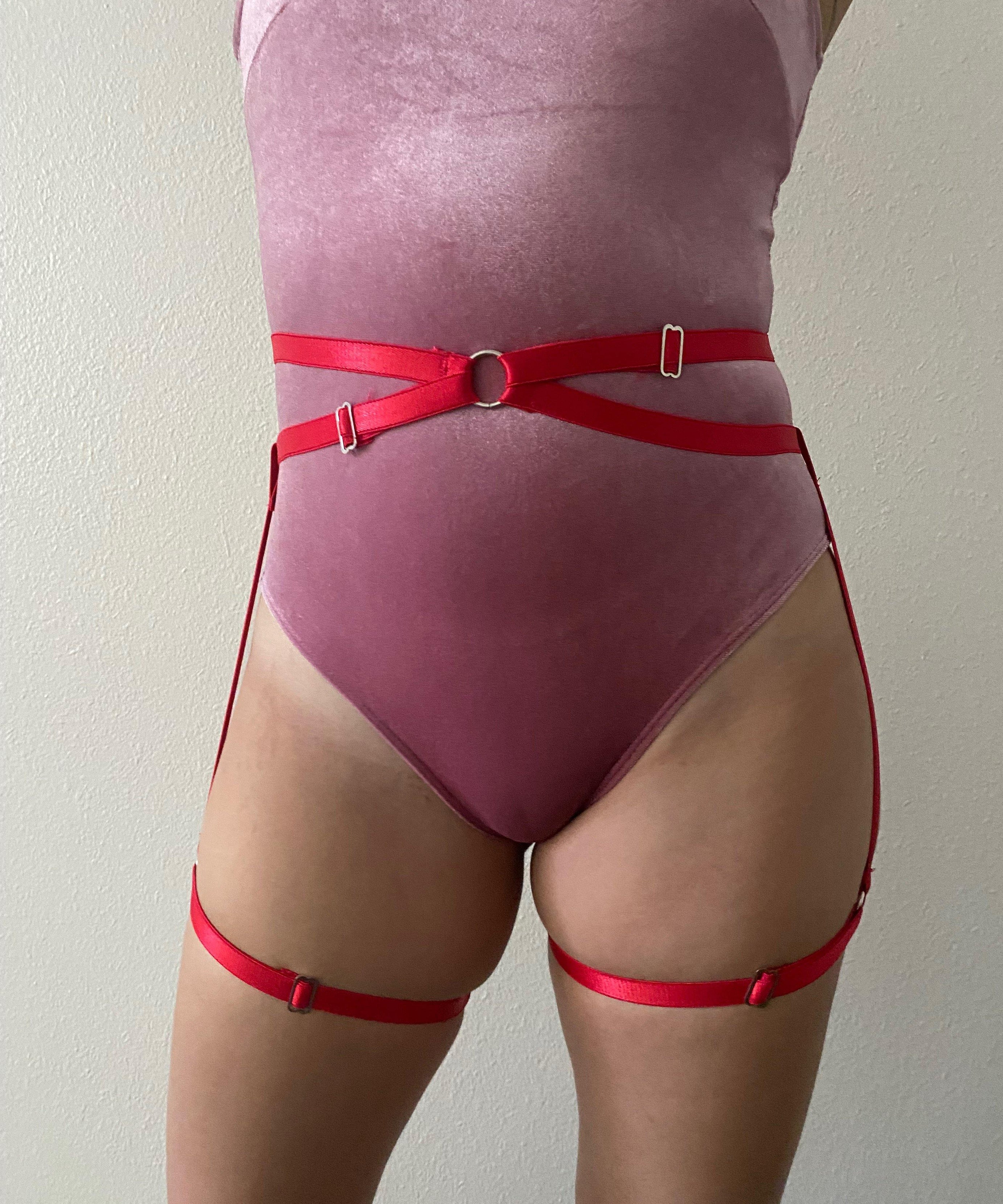 Adore You Harness Bottom RED & BLACK - Catrina Polewear