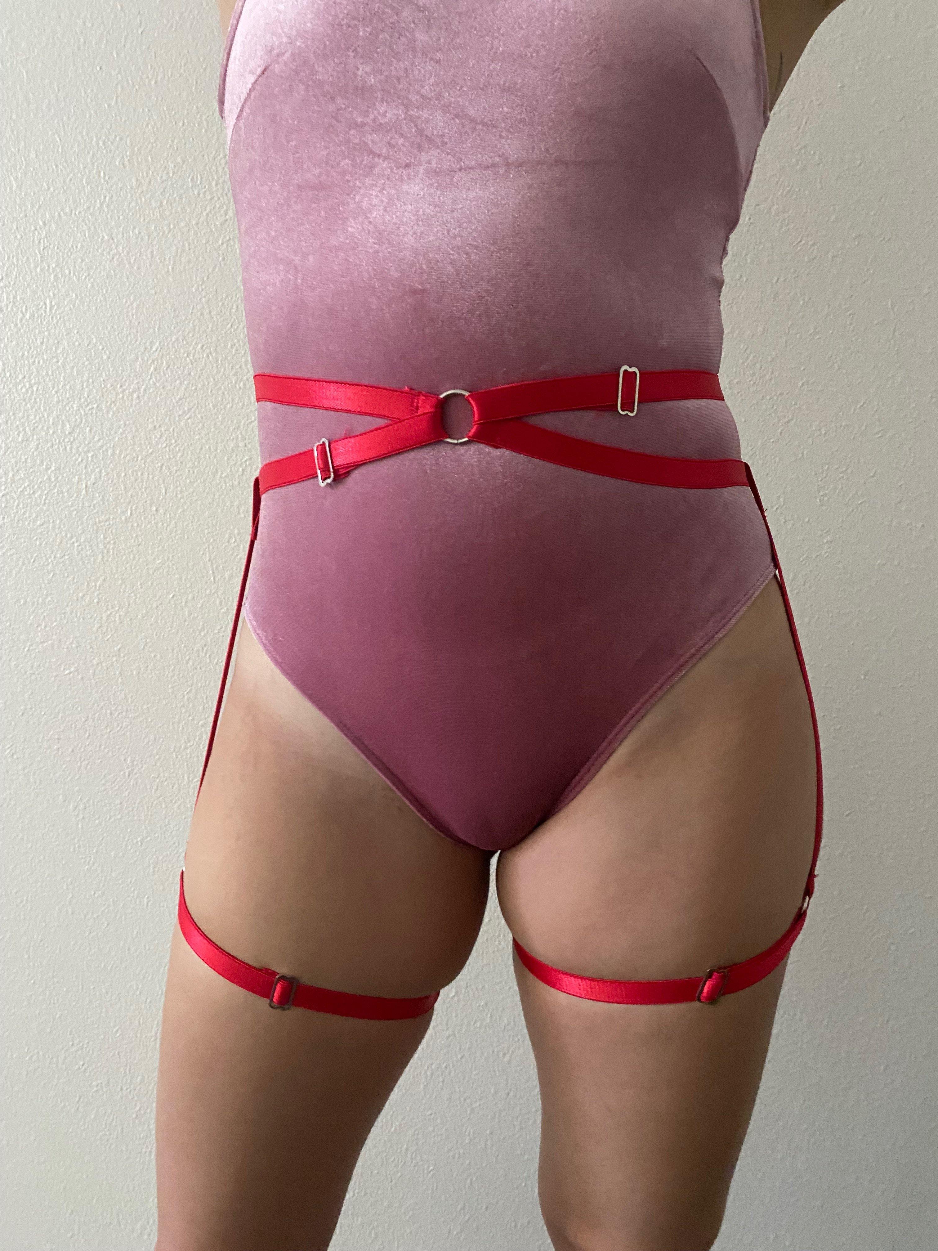 Adore You Harness Bottom RED & BLACK - Catrina Polewear